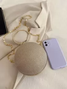 Glitter Bling,Shiny Glamorous,Elegant,Exquisite Mini Rhinestone Decor Circle Bag, Perfect Bride Purse For Wedding, Prom & Party Events Dinner Bag,Evening Bag For Party Girl,Woman,For Female Perfect for Party,Wedding,Prom,Dinner/Banquet,For Cocktail Best gift for women - Khaki - View 5