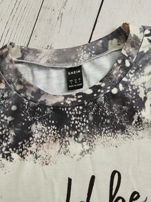 SHEIN LUNE Áo thun nữ Slogan Giải trí - Nhiều màu - Xem 5