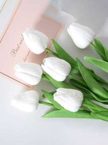1pc Or 6pcs/Set Romantic And Warm Festival Gift Realistic Tulip Bouquet Easter - White - View 2
