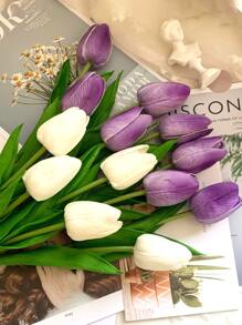 1pc Or 6pcs/Set Romantic And Warm Festival Gift Realistic Tulip Bouquet Easter - White - View 4