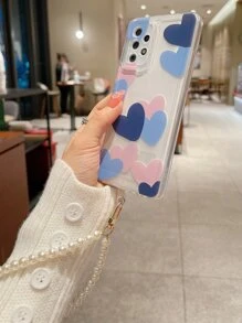 Ốp điện thoại trong suốt họa tiết trái tim kèm dây đeo ngọc trai giả, phiên bản quốc tế, không phải phiên bản nội địa. - Nhiều màu - Xem 6