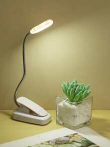 1pc Creative White Light Eye-Care Reading Lamp, With Clip, Adjustable Arm, Battery Powered, Desk Lamp, Suitable For Book Lovers, Also Can Be A Birthday Gift For Friends, Indoor/Outdoor Travel Lighting, Reading Lamp, High-Quality Reading Light - White - View 4