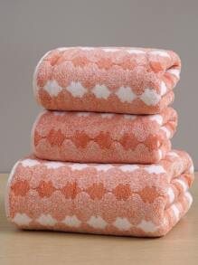 1入組幾何圖案浴巾或毛巾浴用現代織物毛巾 - 橘色 - 查看 1