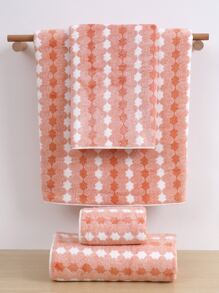 1入組幾何圖案浴巾或毛巾浴用現代織物毛巾 - 橘色 - 查看 2