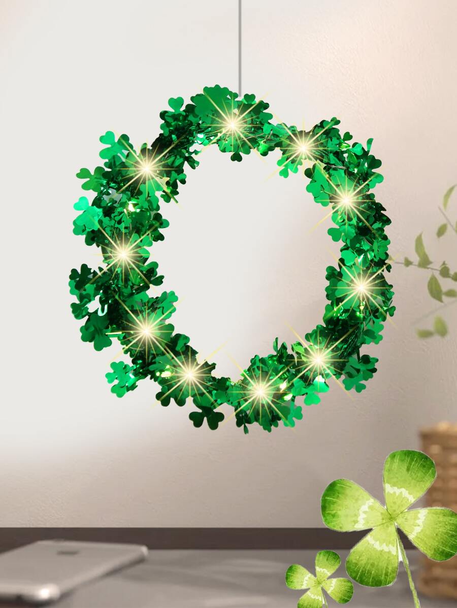 1 pieza Guirnalda de plástico moderno con diseño de trébol decorativo para fiesta