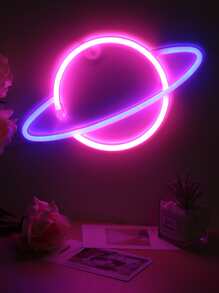 1pc Led Planet Shaped Neon Light With Hook, USB And Battery Powered Saturn Shaped Design Neon Sign Light, Suitable For Table,Bedroom,Wall, Party,Student Dormitories,Game Room,Wedding Decoration, Birthday Gifts For Friends - Multicolor - View 2