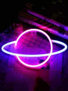 1pc Led Planet Shaped Neon Light With Hook, USB And Battery Powered Saturn Shaped Design Neon Sign Light, Suitable For Table,Bedroom,Wall, Party,Student Dormitories,Game Room,Wedding Decoration, Birthday Gifts For Friends - Multicolor - View 5