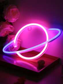 1pc Led Planet Shaped Neon Light With Hook, USB And Battery Powered Saturn Shaped Design Neon Sign Light, Suitable For Table,Bedroom,Wall, Party,Student Dormitories,Game Room,Wedding Decoration, Birthday Gifts For Friends - Multicolor - View 6