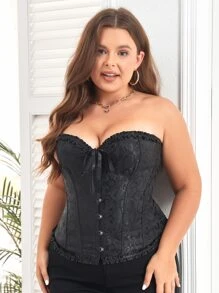 女式复古束身衣抹胸紧身胸衣纯色背部系带束腰训练器腹部支撑带骨加大码上衣晚会约会夜服装万圣节女式服装