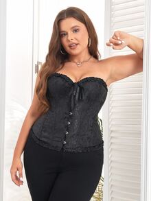 女式复古束身衣抹胸紧身胸衣纯色背部系带束腰训练器腹部支撑带骨加大码上衣晚会约会夜服装万圣节女式服装