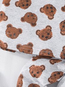 男嬰小熊印花滾邊T恤和運動褲 - 灰色 - 查看 5