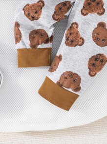 男嬰小熊印花滾邊T恤和運動褲 - 灰色 - 查看 7