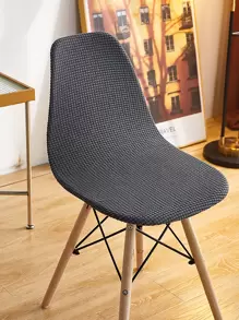 1 pieza Funda para silla curva de terciopelo de maíz elástica, unicolor minimalista, desmontable y lavable para todas las estaciones - Gris Oscuro - Ver 4