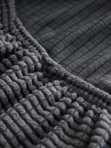 1 pieza Funda para silla curva de terciopelo de maíz elástica, unicolor minimalista, desmontable y lavable para todas las estaciones - Gris Oscuro - Ver 5
