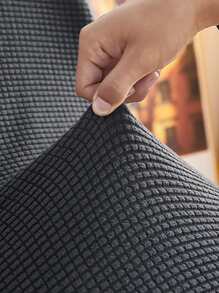 1 pieza Funda para silla curva de terciopelo de maíz elástica, unicolor minimalista, desmontable y lavable para todas las estaciones - Gris Oscuro - Ver 6