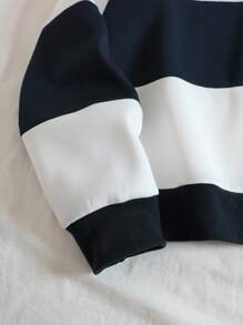 INAWLY Sudadera con cremallera de cuarto, manga larga, con diseño de bloque de color y gráfico de letra, hombros caídos