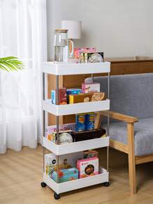 1pc Plastic Storage Rack, Modern Multi-layer Kitchen Storage Rack For Kitchen - White - View 1