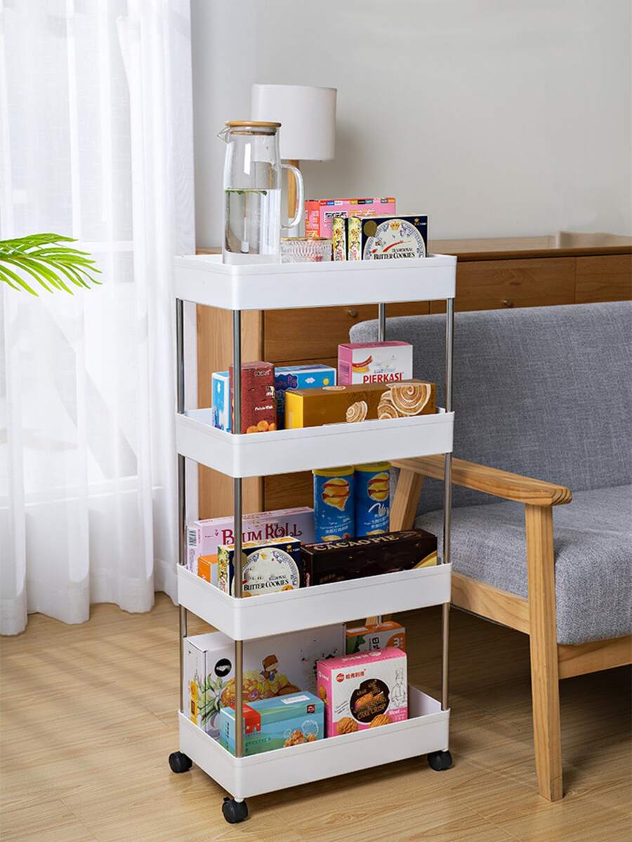 1pc Plastic Storage Rack, Modern Multi-layer Kitchen Storage Rack For Kitchen - White - View 1