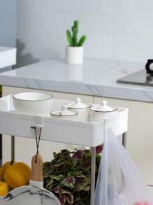 1pc Plastic Storage Rack, Modern Multi-layer Kitchen Storage Rack For Kitchen - White - View 2