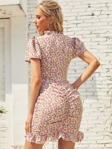 S BETRO Vestido floral fruncido bajo con fruncido - Multicolor - Ver 2