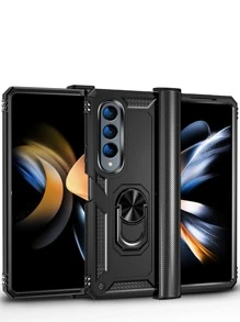 可折疊手機殼帶磁性圓環支架 - 黑色 - 查看 2