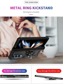 可折疊手機殼帶磁性圓環支架 - 黑色 - 查看 3
