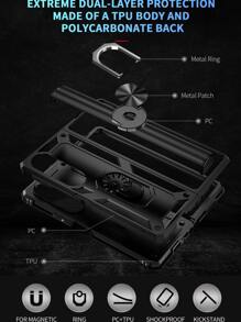 可折疊手機殼帶磁性圓環支架 - 黑色 - 查看 5