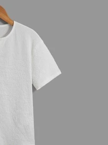 SHEIN Boys Solid Notched Neck Shirt - White - View 4