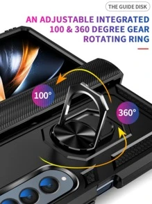 可折疊手機殼帶磁性圓環支架 - 黑色 - 查看 6