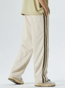Quần Nam Dây kéo Sọc Giải trí - Màu Khaki - Xem 2