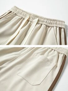 Quần Nam Dây kéo Sọc Giải trí - Màu Khaki - Xem 4