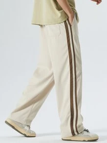 Quần Nam Dây kéo Sọc Giải trí - Màu Khaki - Xem 7