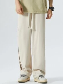 Quần Nam Dây kéo Sọc Giải trí - Màu Khaki - Xem 8