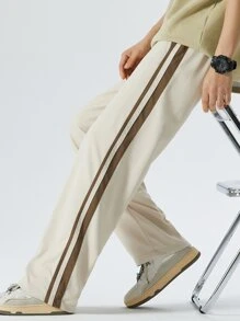 Quần Nam Dây kéo Sọc Giải trí - Màu Khaki - Xem 10