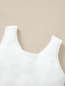 Baby Solid Tank Knit Top & Floral Pattern Shorts - Multicolor - View 3