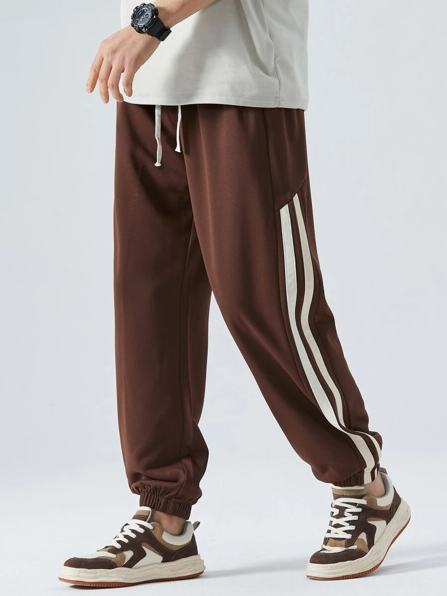 Quần thể thao Nam Dây kéo Sọc - Cà phê nâu - Xem 1