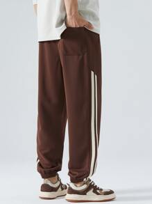 Quần thể thao Nam Dây kéo Sọc - Cà phê nâu - Xem 2