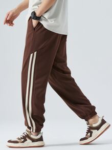 Quần thể thao Nam Dây kéo Sọc - Cà phê nâu - Xem 6