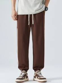 Quần thể thao Nam Dây kéo Sọc - Cà phê nâu - Xem 7