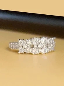 方晶鋯石裝飾戒指 - 白色 - 查看 1