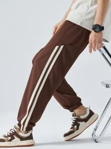 Quần thể thao Nam Dây kéo Sọc - Cà phê nâu - Xem 10