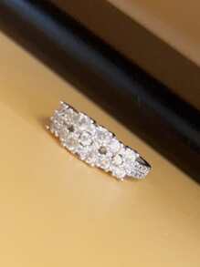 方晶鋯石裝飾戒指 - 白色 - 查看 2