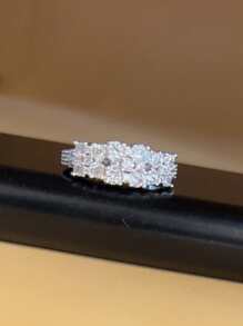 方晶鋯石裝飾戒指 - 白色 - 查看 3