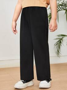 SHEIN Toddler Girls Solid Joggers - Black - View 4