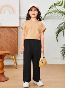 SHEIN Toddler Girls Solid Joggers - Black - View 5