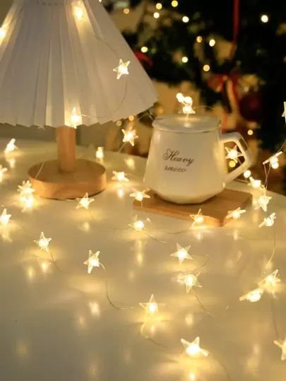 1串10/20/30颗LED星形灯串，1/2/3米长，四季皆宜，可用于房间装饰、卧室装饰、花束装饰、节日装饰、氛围灯、仙女灯、斋月灯饰。