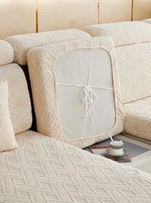 1入組幾何提花沙發座墊套現代滌綸彈力沙發靠墊套適合家用 - 米色 - 查看 4