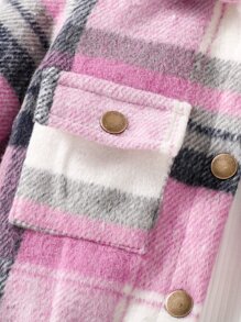 Baby Plaid Print Flap Pocket Jacket Without Tee - Multicolor - View 3