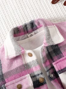 Baby Plaid Print Flap Pocket Jacket Without Tee - Multicolor - View 4