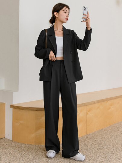 DAZY Solid Color Business Casual Women Suit Set,Fall Clothes Western Outfits For Women